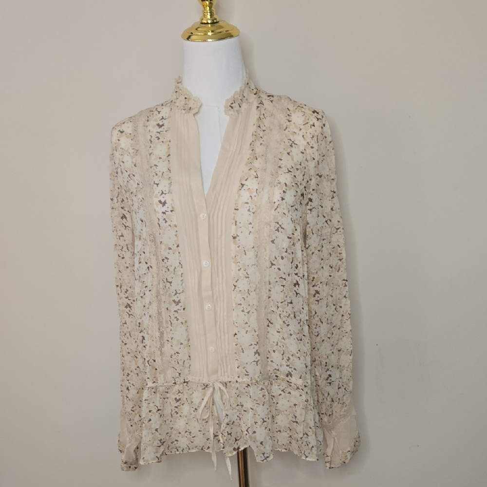 INC International Concepts Beige Floral Blouse